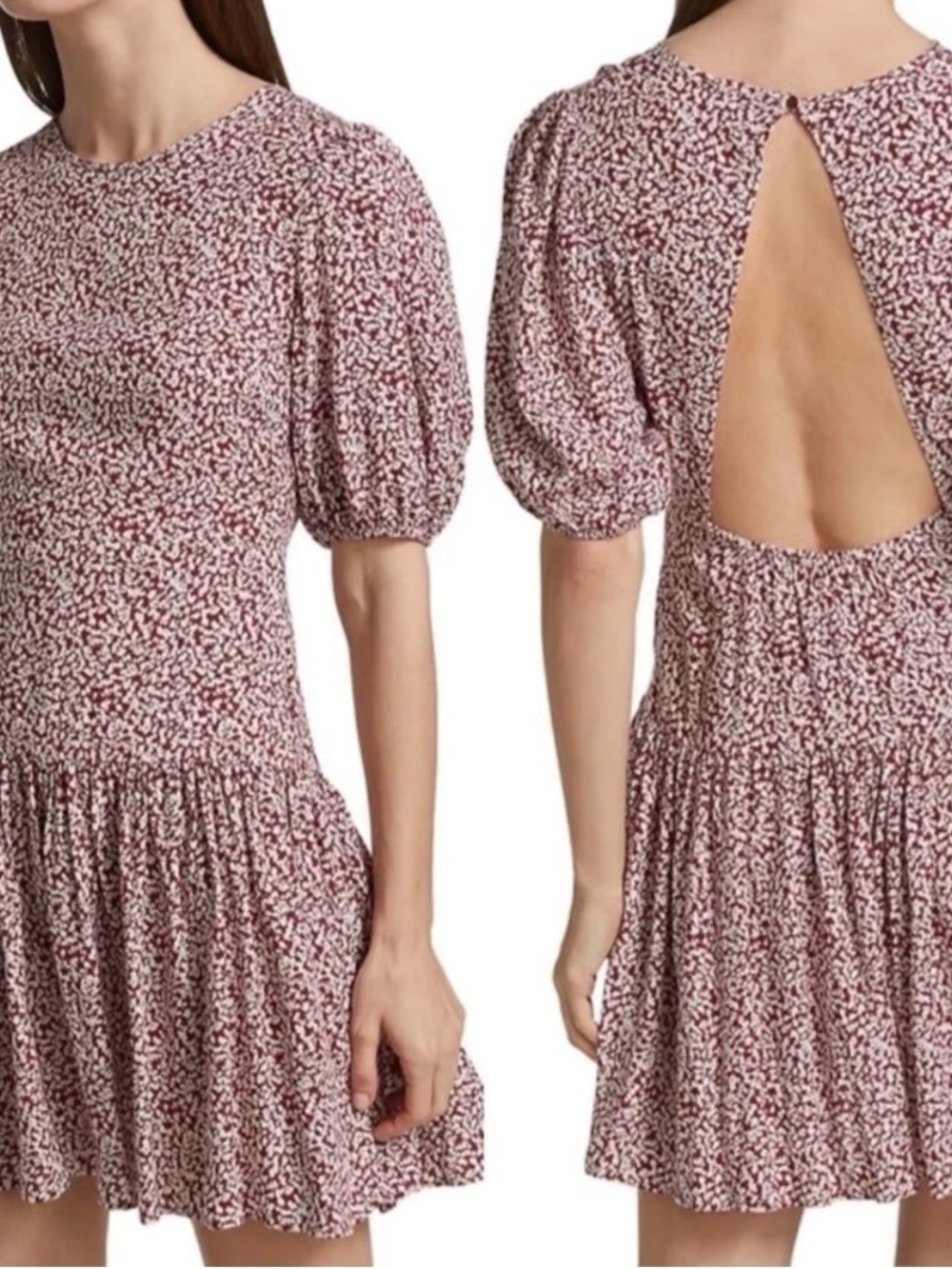 Free people Dancing in the dark red floral print mini drop waist dress